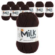 니뜨 밀크얀 뜨개실 50g x 3p + 코튼라벨 세트, 3세트, 다크브라운