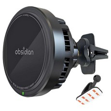 옵시디언 차량용 QI2 e쿨링 핸드폰 고속 무선충전 거치대, 블랙, CT-MW9P