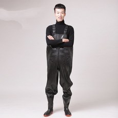 高級款釣魚灘塗防水齊胸褲, 08 黑色格紋 胸圍42