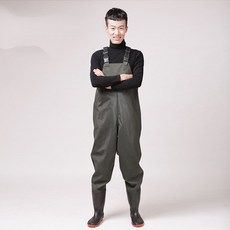 高級型釣魚潮間帶防水胸筒長筒靴, 15 綠色胸圍 37