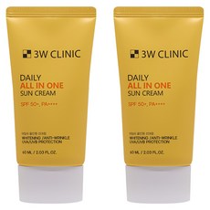 3W CLINIC 每日多合一防曬霜 SPF50+ PA++++, 60ml, 2個