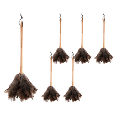NATURE LIVING 鴕鳥羽毛除塵撢子 木柄, 棕色, 6支