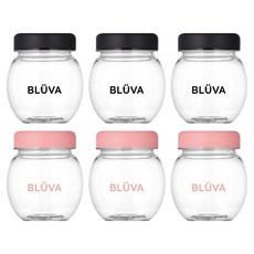 블루바 눈금표시 트라이탄 파스텔캡 다용도 단지 미니 보틀, 블랙, 핑크, 6개, 250ml