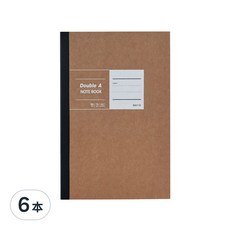 Double A B5膠裝筆記本 布膠系列 厚螺紋卡紙封面 縫線裝訂可攤平, 黃牛皮色, 6本