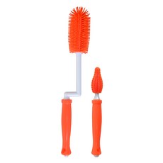 리에또 베이비 실리콘 젖병솔 + 젖꼭지솔 세트, 1세트, 오렌지