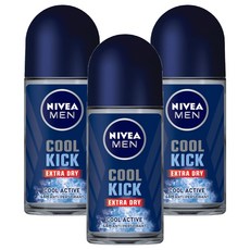 NIVEA 妮維雅 男士止汗爽身乳液 瞬間酷涼系列 激爽制汗 48小時 持久乾爽無異味, 50ml, 3瓶