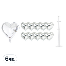 파티쇼 풍선꽂이장식세트 70cm, 하트실버, 6세트