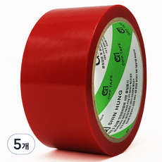 Shin Hung 彩色封箱膠帶 紅色 50m, 5個