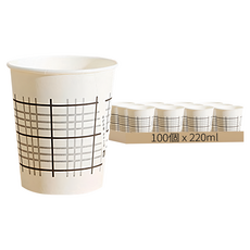 Mass 生活好物 一次性可分解環保紙杯 黑白格 220ml (100個/包), 1包