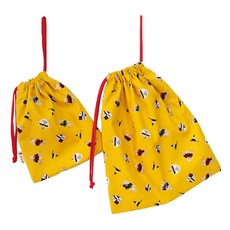 蘑菇印花束口袋, 黃色