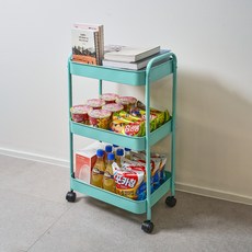 MDYooMarket 頂級移動式鋼製推車, 藍色, 3層