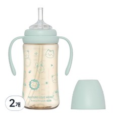 네이쳐러브메레 애니멀 프렌즈 PPSU 빨대컵, 민트후레쉬, 2개, 300ml