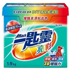 Attack 一匙靈 台灣公司貨 亮彩超濃縮洗衣粉, 1.9kg, 1盒