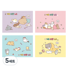 PINKFOOT 냥냥 橫式15格筆記本 4入組, 5套, 紫色, 粉紅色, 藍色, 黃色