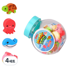 deLi 得力 動物形狀角色迷你橡皮擦 20入組, 4套, 烏龜, 章魚, 鯨魚, 河豚