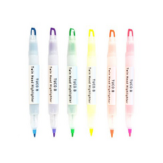 TUCO.B 雙頭螢光筆套組 6件組 紫色、粉色、黃色、橙色、黃綠色、天空藍色 1套, 紫色, 粉紅色, 黃色, 橘色, 淺綠色, 天藍色, 6個