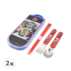 Skater 塑膠AG抗菌三合一餐具組, 湯匙 + 叉子 + 筷子, 咒術迴戰, 2組