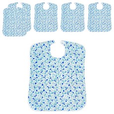 Medico 成人圍兜 梅花圖案 病患用 長輩 老人 圍兜 圍裙, 藍色, 6個