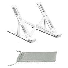 Home Planet 可折疊便攜型鋁合金筆電支架, 6段角度調節, 適用於筆記型電腦/平板電腦, 金屬灰, 1個