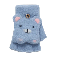 oneder 旺達 兒童造型羽絨保暖手套-小熊 露指翻蓋設計 保暖舒適, 8.5 x 12.5cm, 1入