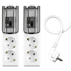 SURGIO 高容量線路斷路器延長線 2孔 WI-MC1626, 1.5m, 白色 + 黑色, 2個