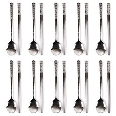 윌리브 국산 스텐 클로버 수저세트, 실버, 숟가락 + 젓가락, 10세트