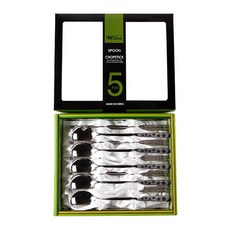 Willive 韓國製不鏽鋼幸運草餐具組, 銀色, 湯匙 5p + 筷子 5p + 收納盒