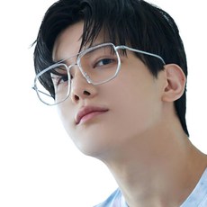 BEIMA 男女復古雙樑方形複合式膠框大尺寸透明眼鏡框 E506