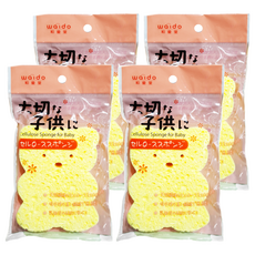 寶寶可愛動物造型木漿海棉小熊 50克 一入組, 4個, 9.5 x 8.8 x 2cm