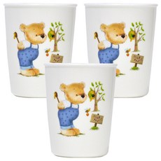 蜂蜜小熊牙刷杯, 3個, 白色