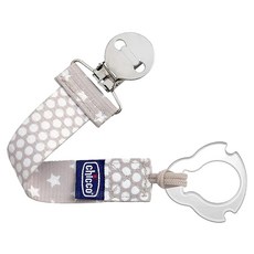 Chicco 時尚點點灰奶嘴夾鏈, 二合一設計, CNC934130, 1條