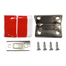 櫥櫃磁吸隱形門叩, 6入, 錳鋼+鐵片, L型-銀色, 1組