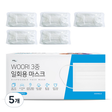 우리 3중 일회용 마스크 대형 KF-AD, 50개입, 5개, 화이트