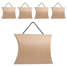多用途繩提把枕頭型包裝盒 特大 32 x 27 x 9 cm, 5個, 淺咖色