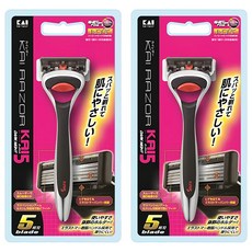 KAI 貝印 razor K5 舒適刮鬍刀, 五枚刃設計 剃鬍乾淨溫和不刺激, 2支, 1入