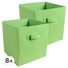 清新可折疊不織布收納盒, 8個, 淺綠色