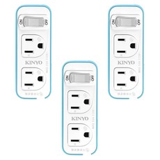 Kinyo 1切2座3變2節能小壁插 3孔, NDR-312, 3個, 38mm