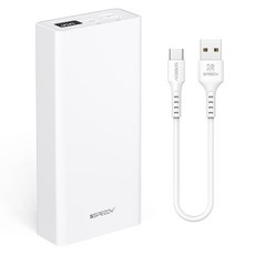 스피디 슬림핏 대용량 보조배터리 30000mAh +C타입 케이블, SPE-B2PA30CPQ, 화이트