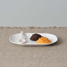 BOWLBOWL 韓國製 復古系列 橢圓盤 M, 牛奶白, 1個