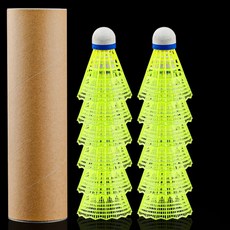 세잎클로버 안전한 나일론 베드민턴공, 옐로우, 12개, 1개입