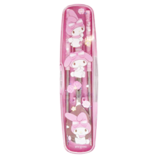 LiLFANT 圓筷透明盒3件組, 美樂蒂, 筷子 + 湯匙 + 收納盒, 1組