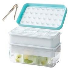 Fittem 按壓式大冰塊雙層製冰盒, 1個, 天空藍