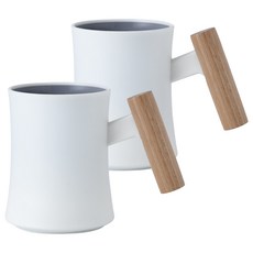 With Sense 感性木質握把漱口杯, 白色, 2個