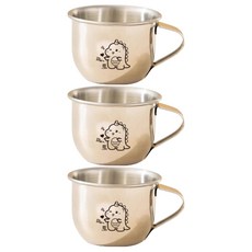 아우라팸 어린이 스텐 304 양치컵 80ml, 꼬마공룡, 3개