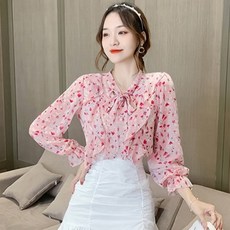 LUNAGIRL 碎花圖案荷葉邊長袖襯衫