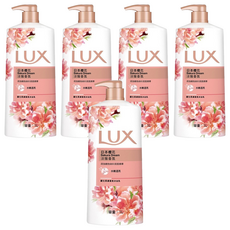 LUX 麗仕 柔膚香氛沐浴乳 日本櫻花 1L 添加維他命B3美肌精華, 5瓶