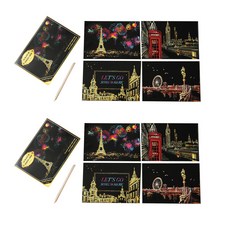 Allode 明信片迷你刮畫 4款 x 2張組合, 1套, TYPE01 歐洲