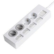 SWEET HOME 防過載獨立開關省電延長線 4孔+安全蓋 2入, 7m, 混合顏色, 1個