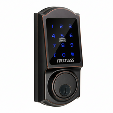 FAULTLESS 加安牌 電子鎖 古紅銅色 三合一 密碼/卡片/鑰匙 台灣製感應觸控門鎖 +圓形感應扣2個 TD-509PC, 孔洞符合可DIY 安裝