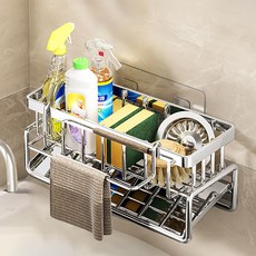 廚房水槽不鏽鋼瀝水菜瓜布架, 銀色, 1個